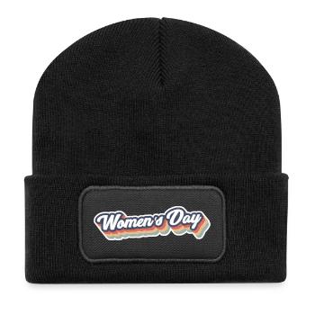 Rainbow Retro Womens Day Graphic - Recycled Patch Beanie - black - Front