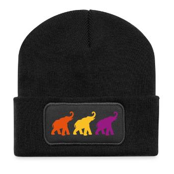 Three elephants love yoga india meditation - Recycled Patch Beanie - black - Front
