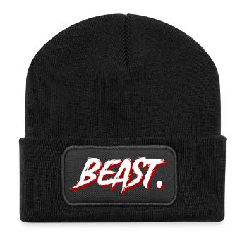 Beast Graffiti Pinseltext - Recycelte Patch Beanie - Schwarz - Vorne