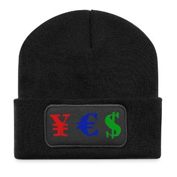 Yen Euro Dollar - YES - Beanie recyclé à patch - noir - Devant