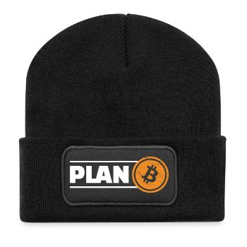 Bitcoin Plan B - Recycelte Patch Beanie - Schwarz - Vorne