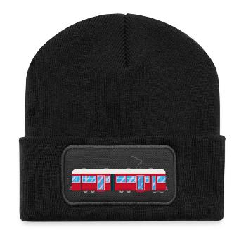 Tram, Straßenbahn, Zug, Eisenbahn - Recycelte Patch Beanie - Schwarz - Vorne