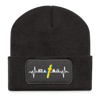 Schweden Camping Sweden Design de plein air - Beanie recyclé à patch - charbon - Devant