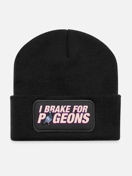 I brake for pigeons - Recycled Patch Beanie - black