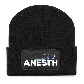 Anesth Gift Doktor Iade Krankenschwester Anästhesist - Recycelte Patch Beanie - Schwarz - Vorne