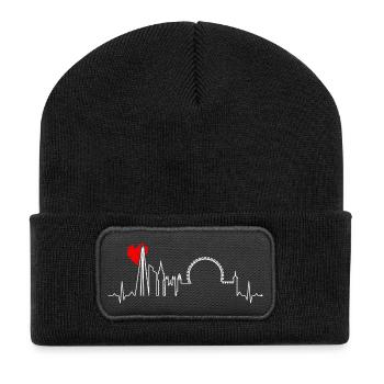 Urban Skyline Heartbeat - Recycled Patch Beanie - black - Front