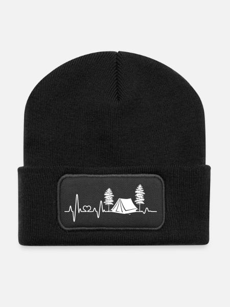 Zelt zelten Herzschlag campen Natur Camper Natur - Recycelte Patch Beanie - Schwarz
