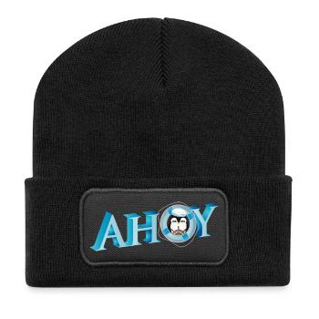 Marin anglais saluant Ahoy avec un marin pingouin - Beanie recyclé à patch - noir - Devant