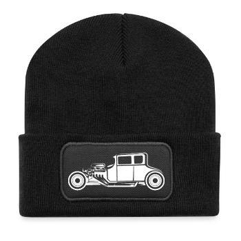 Hot Rod Icon Vintage Car Illustration Graphic Icon - Recycled Patch Beanie - black - Front