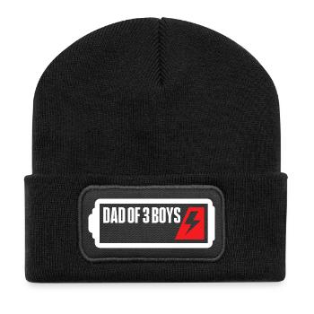 Dad Of 3 Boys - Recycled Patch Beanie - black - Front