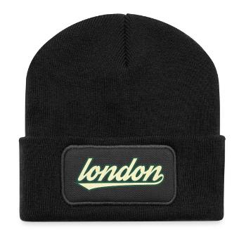 T-shirt rétro à lettres londoniennes - Beanie recyclé à patch - noir - Devant