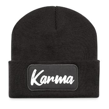 Karma - Recycelte Patch Beanie - Dunkelgrau - Vorne