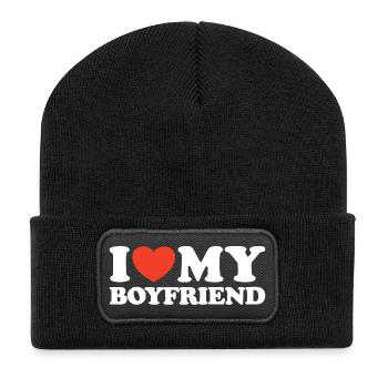 J’aime ma chemise coeur de petit ami - Beanie recyclé à patch - noir - Devant
