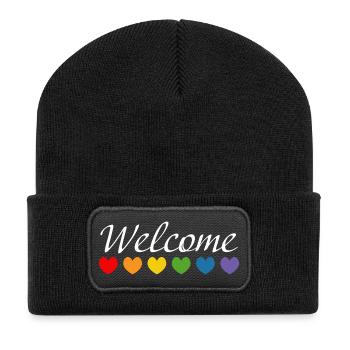 Rainbow Hearts Welcome blanc - Beanie recyclé à patch - noir - Devant