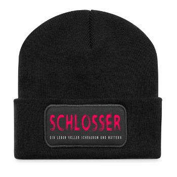 Schlosser Handwerker Design - Recycelte Patch Beanie - Schwarz - Vorne