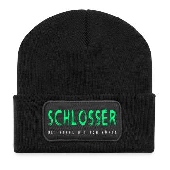 Schlosser Handwerker Design - Recycelte Patch Beanie - Schwarz - Vorne