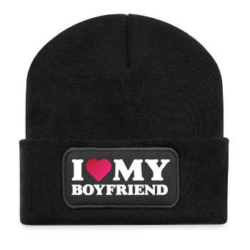 Ich liebe meinen Freund - Recycelte Patch Beanie - Schwarz - Vorne