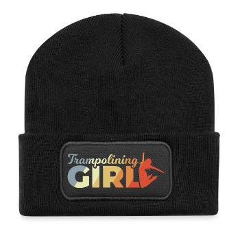 Funny trampoline girl - Recycled Patch Beanie - black - Front
