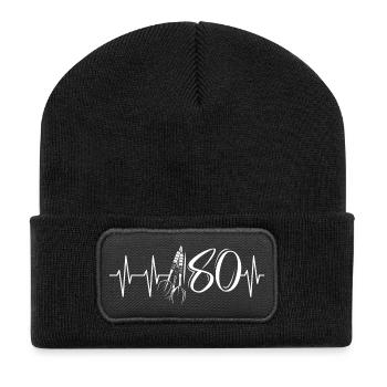 180 herzschlag puls Dart darts Verein Logo Symbol - Recycelte Patch Beanie - Schwarz - Vorne