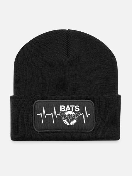 Feldermaus Puls Herzschlag Team Tiere Symbol icon - Recycelte Patch Beanie - Schwarz