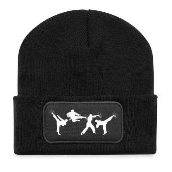 Lustiger Karateka - Recycelte Patch Beanie - Schwarz - Vorne