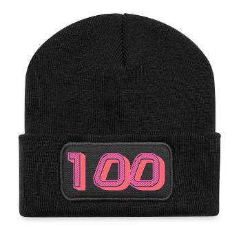 100. 100 JAHRE. 100-JÄHRIGES JUBILÄUM. GEBURTSTAG 100 - Recycelte Patch Beanie - Schwarz - Vorne