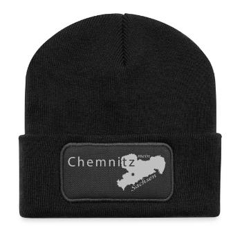Chemnitz - Mein Sachsen - Heimatstadt - Recycelte Patch Beanie - Schwarz - Vorne