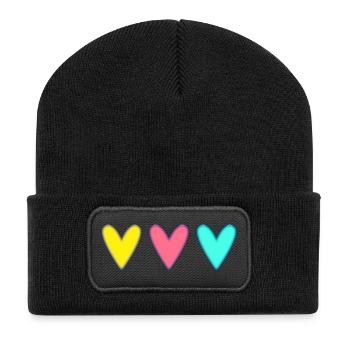 HERZ. VIELEN DANK. GELIEBTE. MEISTER. DANKE HERRIN. - Recycelte Patch Beanie - Schwarz - Vorne