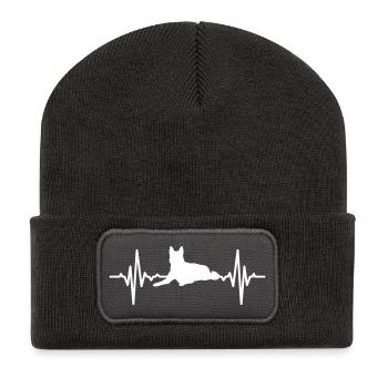Battement de cœur du chien - Beanie recyclé à patch - charbon - Devant