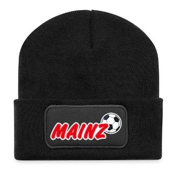 Mainz Fußball Fan - Recycelte Patch Beanie - Schwarz - Vorne