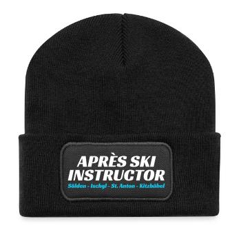 Après Ski Instruktor - Recycelte Patch Beanie - Schwarz - Vorne