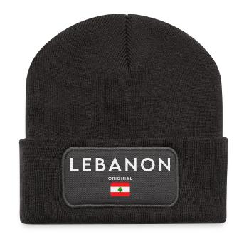 Flagge des Libanon, Libanesischer Stolz - Recycelte Patch Beanie - Dunkelgrau - Vorne