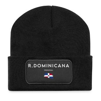 Flagge der Dominikanischen Republik - Recycelte Patch Beanie - Schwarz - Vorne