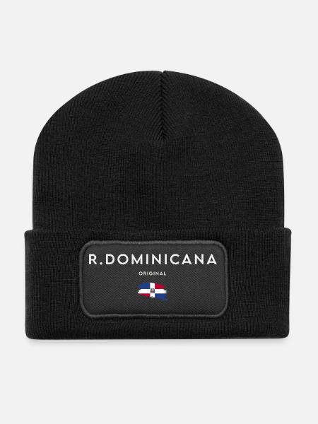 Drapeau de la République dominicaine - Beanie recyclé à patch - noir