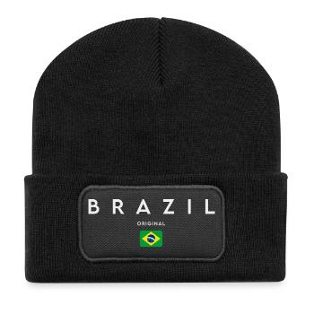 Brasilianische Flagge, Brasilianischer Stolz - Recycelte Patch Beanie - Schwarz - Vorne