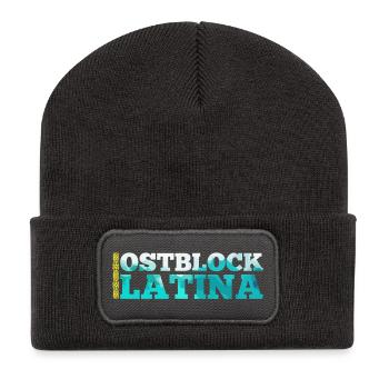 Ostblock Latina Kasachin Kasachstan Geschenk - Recycelte Patch Beanie - Dunkelgrau - Vorne