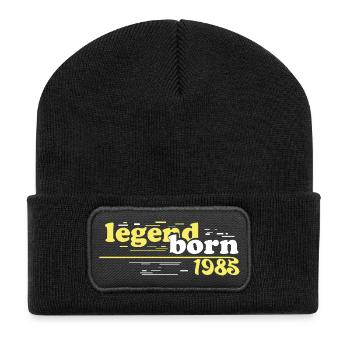 legend born 1985 birthday gift vintage 1985 - Recycled Patch Beanie - black - Front