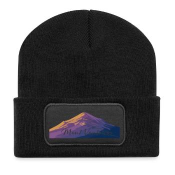 Illustration de paysage de montagne vibrant - Beanie recyclé à patch - noir - Devant
