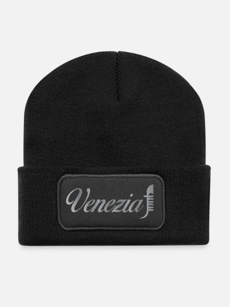 Venezia Script Métallique - Beanie recyclé à patch - noir