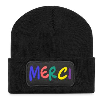 VIELEN DANK. GELIEBTE. MEISTER. DANKE HERRIN - Recycelte Patch Beanie - Schwarz - Vorne