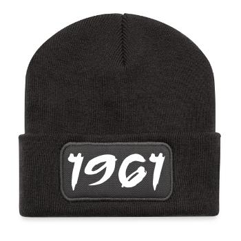 1961 Cadeau 64e Anniversaire 1961 Retro 1961 - Beanie recyclé à patch - charbon - Devant