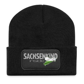 Sachsenkind inside - Sachsen - Recycelte Patch Beanie - Schwarz - Vorne