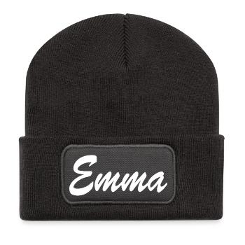 Emma - Beanie recyclé à patch - charbon - Devant