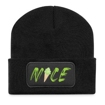 nice Eis Pistazie Eiswaffel coole Sprüche Eistüte - Recycelte Patch Beanie - Schwarz - Vorne