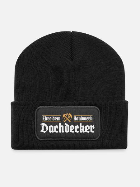 Dachdecker Handwerk Zunftzeichen - Recycelte Patch Beanie - Schwarz