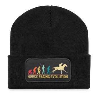 Pferderennen-Evolutionsdesign - Recycelte Patch Beanie - Schwarz - Vorne