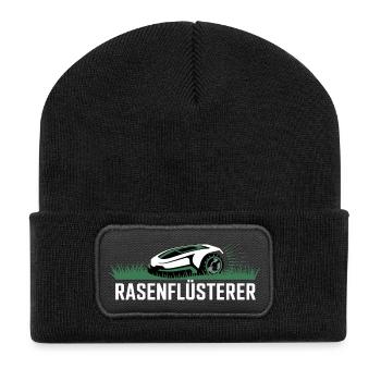 Rasenflüsterer Garten Rasenmäher Rasenflüsterer - Recycelte Patch Beanie - Schwarz - Vorne