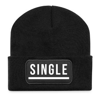 Single Statement Geschenk - Recycelte Patch Beanie - Schwarz - Vorne