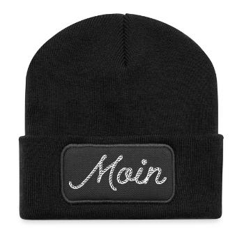 MOIN – Maritime rope design for coastal children - Recycled Patch Beanie - black - Front