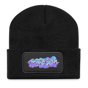 Flamants roses sur la route - Beanie recyclé à patch - noir - Devant